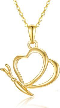 wholesale 18k Yellow Gold Heart-Shaped Leaf Pendant Necklace for Women 20 Inches -Gold-style 3