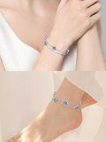 wholesale 925 Sterling Silver Evil Eye Sea Turtle Infinity Wave Shell Charm Ankle Bracelet-0-3