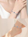 wholesale 925 Sterling Silver Evil Eye Sea Turtle Infinity Wave Shell Charm Ankle Bracelet-0-3