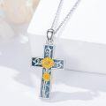 wholesale Sterling Silver Turquoise Cross Birth Flower Necklace 12 Month Pendant for Women Mom-0-7