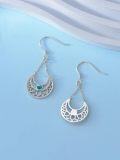 wholesale 925 Sterling Silver Turquoise Bohemian Lotus Drop Earrings for Women-0-2