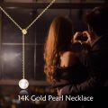 wholesale 14K Gold AAA Freshwater Pearl Infinity Y-Necklace for Women (8mm) - Elegant Mother's Day Gift-0-4