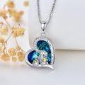 wholesale 925 Sterling Silver Heart-Shaped Blue Crystal Chipmunk Love Forever Pendant Necklace-0-1