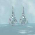 wholesale 925 Sterling Silver Celtic Knot Teardrop Drop Earrings with Blue Moonstone-0-4
