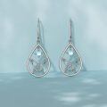 wholesale 925 Sterling Silver Platinum Plated Celtic Knot Butterfly Blue Opal Drop Earrings-0-4
