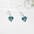 wholesale 925 Sterling Silver Butterfly & Leaf Drop Earrings with Green Enamel and Leverback Hooks-0-2
