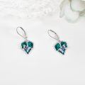 wholesale 925 Sterling Silver Butterfly & Leaf Drop Earrings with Green Enamel and Leverback Hooks-0-2