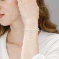 wholesale 925 Sterling Silver Metal Freshwater Pearl Faith Cross Bracelet for Women - Dainty Double Chain Christian-0-2
