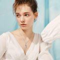 wholesale 925 Sterling Silver 925 Blue Crystal Flower Projection Cross Necklace for Women and Girls-0-2