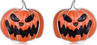wholesale 925 Sterling Silver Jack-o'-Lantern Stud Earrings - Halloween Costume s for Women-Pumpkin