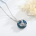 wholesale 925 Sterling Silver Blue Crystal Giraffe Pendant Necklace for Women-0-2