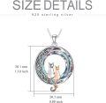 wholesale 925 Sterling Silver Cat on the Moon Pendant Necklace with Blue Circle Crystal for Women-0-4