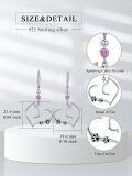 wholesale 925 Sterling Silver Pink Stone Heart Cat Paw Drop Dangle Earrings for Women Girls s 4cm Long-0-1