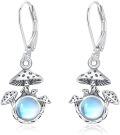 wholesale 925 Sterling Silver Moonstone & Moss Agate Mushroom Drop Earrings for Women-0-0