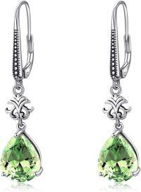 wholesale Sterling Silver Vintage Filigree Cubic Zirconia Teardrop Dangle Earrings-08-August