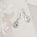 wholesale 925 Sterling Silver Butterfly Teardrop Dangle Earrings with Blue Enamel and Leverback Hooks-0-3