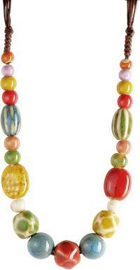 wholesale Ceramic Hippie Boho Colorful Round Beads Strand Necklace Bohemian Fashion Statement  for Women-