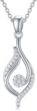 wholesale 925 Sterling Silver Natural Cubic Zirconia Infinity Teardrop Pendant Necklace 3CTW 16-18 Inches Mothers Day Gift-0-0
