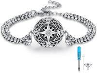 wholesale 925 Sterling Silver Compass Charm Bracelet with Funnel and Filler Tool - 3D Nautical Design Keepsake Jewelry for Women's Memory Gift-A-Compass 1