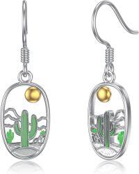 wholesale TOUPOP Cactus Earrings Sterling Silver Dangle Drop Earrings For Women Green Cactus Jewelry Christmas Xmas Birthday Gifts For Her Women Mom Grandma -undefined