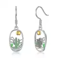TOUPOP Sterling Silver Green Cactus Dangle Drop Earrings For Women-0-0