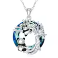 TOUPOP Sterling Silver Crystal Tree Of Life Panda Pendant Necklace-0-0