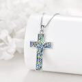 wholesale 925 Sterling Silver Abalone Shell Inlay Celtic Knot Cross Pendant Necklace Christian  for Women and Men-0-5
