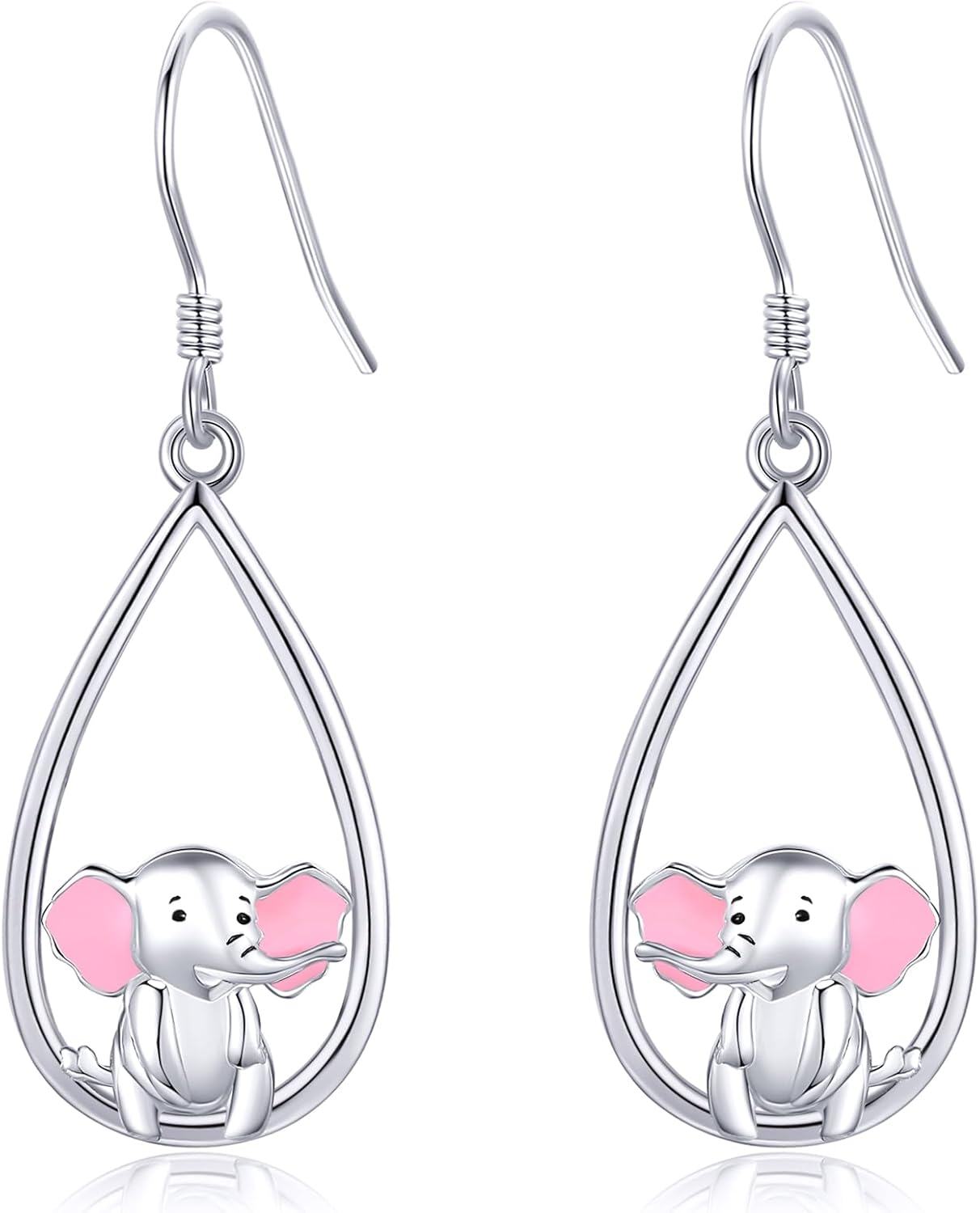 Sterling Silver Animal Dangle Drop Earrings with Stone for Women Jewelry Gifts-Elephant