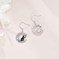 wholesale 925 Sterling Silver Moonstone Black Cat Star Drop Earrings for Women - Unique Gifts for Cat Lovers-0-2