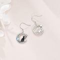 wholesale 925 Sterling Silver Cat On Moon With Star Earrings-0-2
