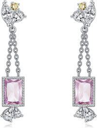 wholesale 925 Sterling Silver Emerald Birthstone Dangle Earrings for Women-Oct.-Tourmaline