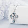 wholesale 925 Sterling Silver Celtic Knot Abalone Shell Inlay Cross Pendant Necklace-0-3