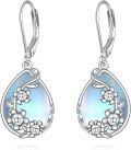 wholesale 925 Sterling Silver Moonstone & Cubic Zirconia Plumeria Teardrop Earrings 10mm-0-0