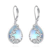 wholesale 925 Sterling Silver Teardrop Mother Of Pearl Earrings Wholesale With Flower Design-Plumeria