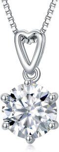 wholesale 925 Sterling Silver Heart-Shaped Pendant with Round Cut Moissanite Gemstone Necklace for Women's Gifts-0-0