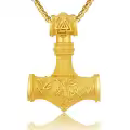 wholesale 925 Sterling Silver Plated Gold  Viking Mjolnir Thor's Hammer Pendant Norse Jewelry -0-0