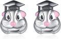 wholesale 925 Sterling Silver Hamster Graduation Stud Earrings Gift for Her-0-0
