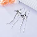 wholesale 925 Sterling Silver Flower Drop Dangle Earrings with Long Fringe Chains for Girls and Women-0-4