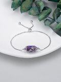 wholesale 925 Sterling Silver Amethyst Sunflower Adjustable Bracelet for Women Gift-0-4