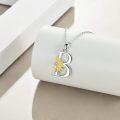 wholesale 925 Sterling Silver Gold & Sterling Silver Sunflower Initial Necklace with CZ Charm - Personalized Gift for Women-0-2