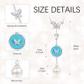wholesale 925 Sterling Silver Turquoise Butterfly & Heart Pendant Necklace w/Pearl for Women-0-1