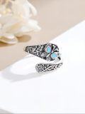 wholesale TOUPOP Adjustable Turquoise Rings For Women Turquoise Spoon Ring, 925 Sterling Silver Open Vintage Oxidized Thumb Boho Rings Jewelry Birthday Anniversary Christmas Gifts For Women -0-1