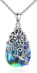 wholesale 925 Sterling Silver Abalone Shell Hummingbird Pendant Necklace-0-0