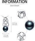 wholesale 925 Sterling Silver Infinity Knot with Black Pearl and Cubic Zirconia Pendant Necklace for Women-0-4