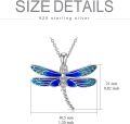 wholesale 925 Sterling Silver Blue Enamel Dragonfly Pendant Necklace with 18+2 Chain for Women-0-5