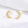 wholesale 14K Gold Moissanite Celestial Moon Stud Earrings, Hypoallergenic Nickel-Free, Gift for Her-0-3