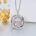wholesale 925 Sterling Silver & 14K Gold Plated Purple Crystal Tree of Life Sister Necklace, 20mm Circle Pendant, 18\ Rolo Chain, Best Friend Gift for Women-0-4