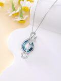 wholesale TOUPOP Music Note Necklace Sterling Silver Treble Clef Dragondly Necklace With Blue Crystal Jewelry Birthday Gifts For Music Lover Teacher Women -0-2