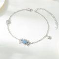 wholesale 925 Sterling Silver Blue Crystal Crab Charm Anklet with Starfish Pendant-0-1