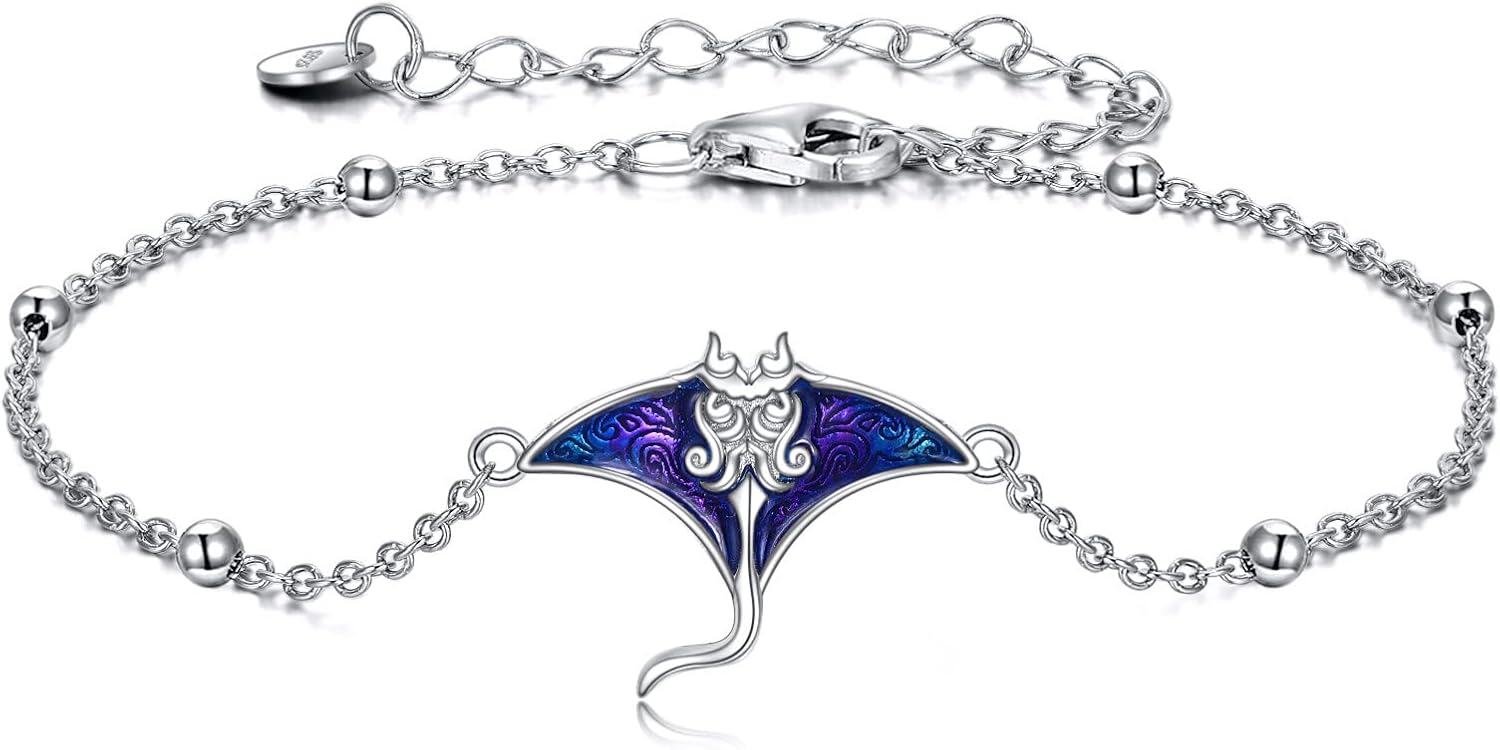 wholesale 925 Sterling Silver Dolphin & Heart Charm Bracelet for Women - Adjustable Length s-0-1